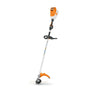STIHL FSA 200 R Cordless Brushcutter with an orange motor housing and silver metal blade attached to a black handle.