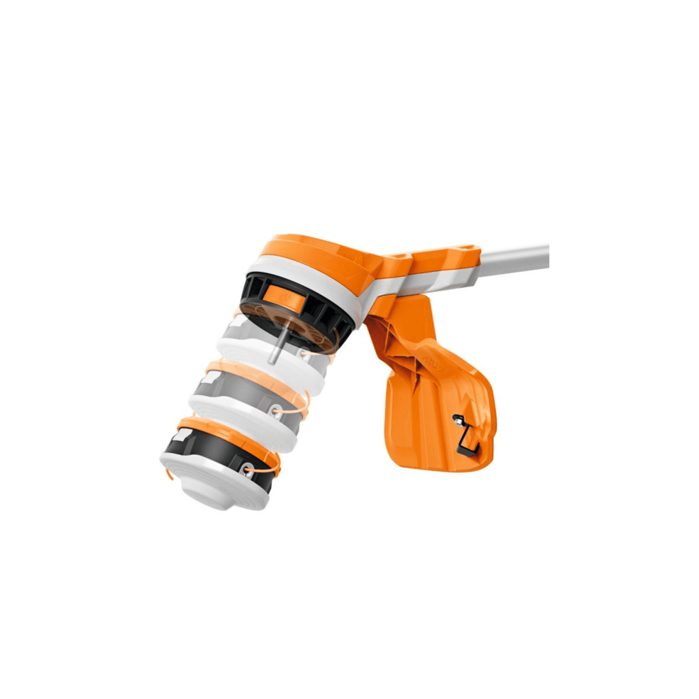 Close-up of the STIHL FSA 70 R cordless strimmer, showcasing its easy-to-use design for efficient garden trimming.