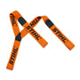 Orange safety harness with black 'STIHL' branding on a white background