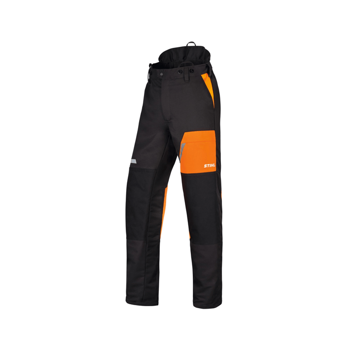STIHL FUNCTION Core Chainsaw Trousers Type A. Cut-resistant, breathable, and comfortable. Designed for front leg protection during occasional chainsaw work