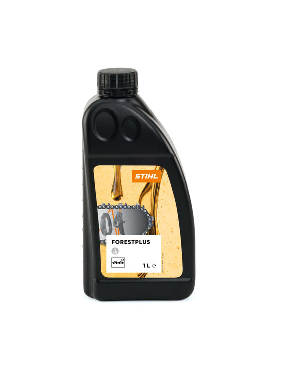 Stihl ForestPlus Chain Oil bottle, 1 liter, designed for tree surgeons and professional chainsaw use.