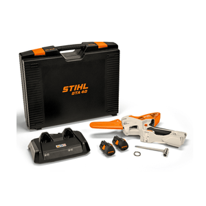 STIHL GTA 40 cordless pruner. Compact, powerful, and battery-operated for easy tree & shrub trimming. Features a saw chain and guide bar for precise cutting