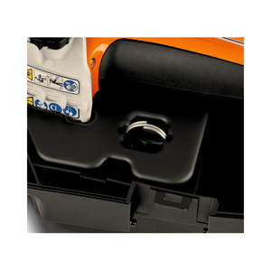 Close-up of the STIHL GTA 40 pruner's battery compartment showcasing the connection for AS 2 batteries.