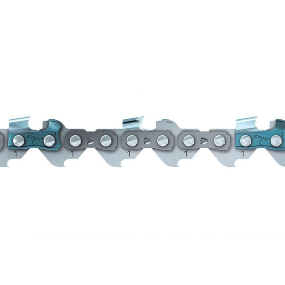 STIHL 6-inch chainsaw chain showcasing Picco Micro drive links, designed for enhanced cutting performance and reduced kickback.
