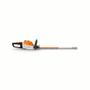STIHL HSA 140 cordless hedge trimmer. Lightweight, battery-powered. Features precision blades for clean cuts on hedges. Orange and gray design. Easy to manoeuvre.