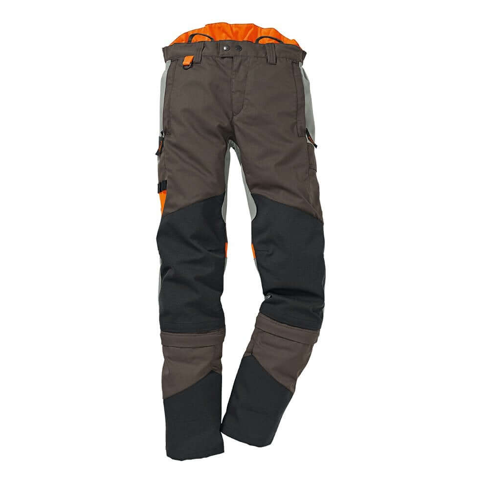 STIHL HS MultiProtect Hedge Trimmer Trousers for tree surgeons, featuring adjustable waistband and waterproof knee pads.
