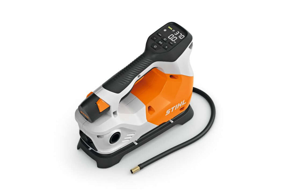 STIHL KOA 20 cordless compressor kit for tree surgeons, compact design for efficient inflation and deflation.