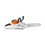 STIHL MSA 200 C-B cordless chainsaw side view with 14-inch guide bar, ideal for tree surgeons and woodworking.