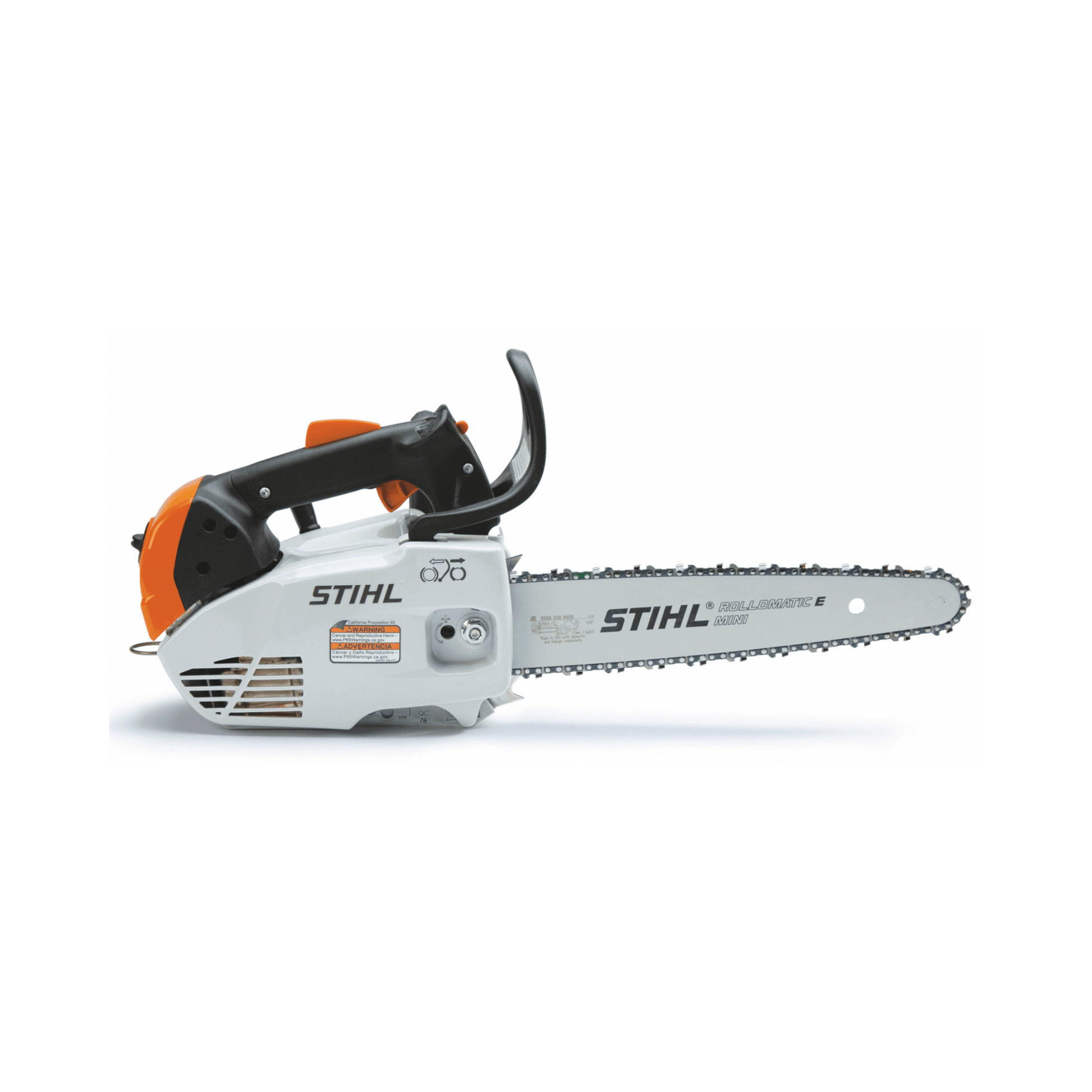 STIHL MS 151 TC-E chainsaw. Compact petrol saw, top handle, for pruning. Designed for tree care professionals
