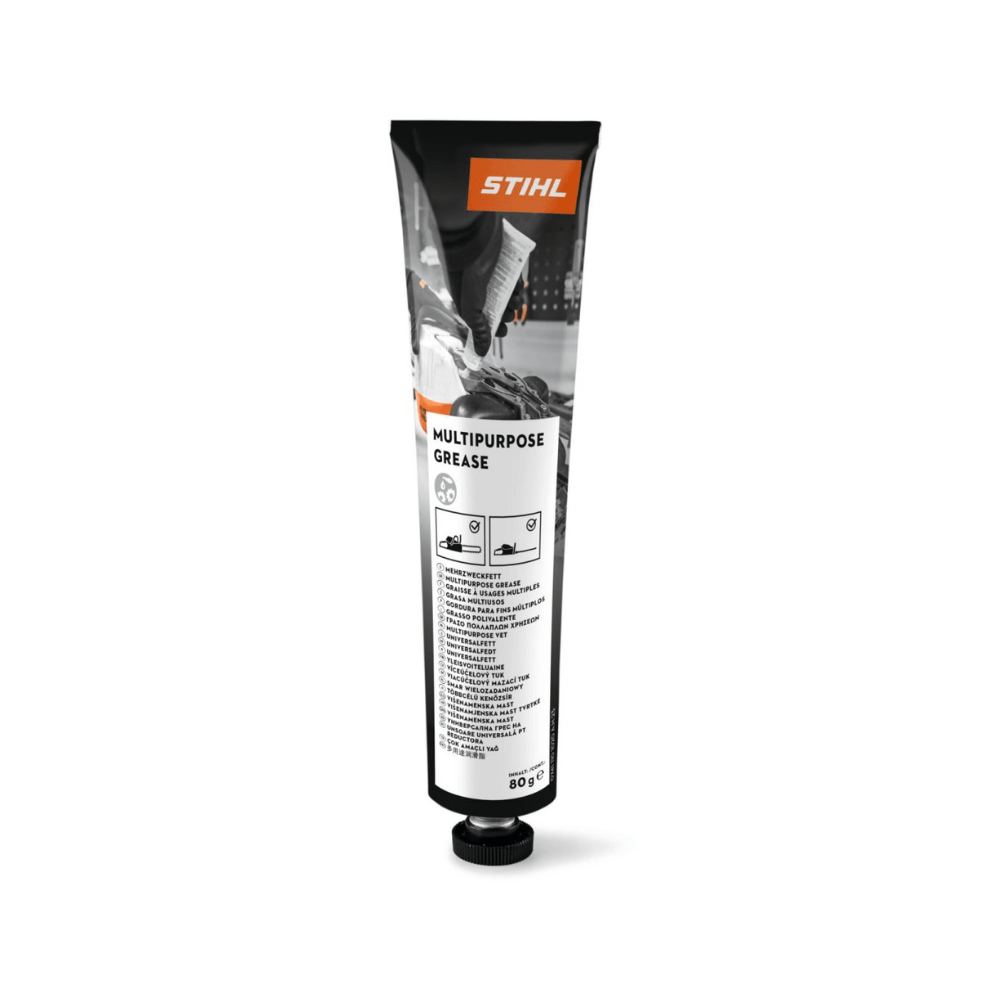 STIHL Multi-Purpose Grease tube for tree surgeons, ideal for hedge trimmers and electric saws protection.