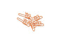 Orange paperclips shaped like chainsaws, perfect for tree surgeons. Pack of 20 for office organization.