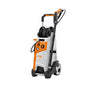 STIHL RE 150 PLUS Electric Pressure Washer with steel-reinforced hose and integrated tank for efficient cleaning.