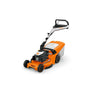 STIHL RM 453 V self-propelled petrol lawn mower with 51 cm cutting width and 55-litre grass box for efficient lawn care.