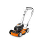 STIHL RM 4 RT self-propelled petrol mulching lawn mower for professional tree surgeons and expansive lawns.
