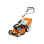 STIHL RM 655 V self-propelled petrol lawn mower with 3-in-1 mowing system for large lawns.