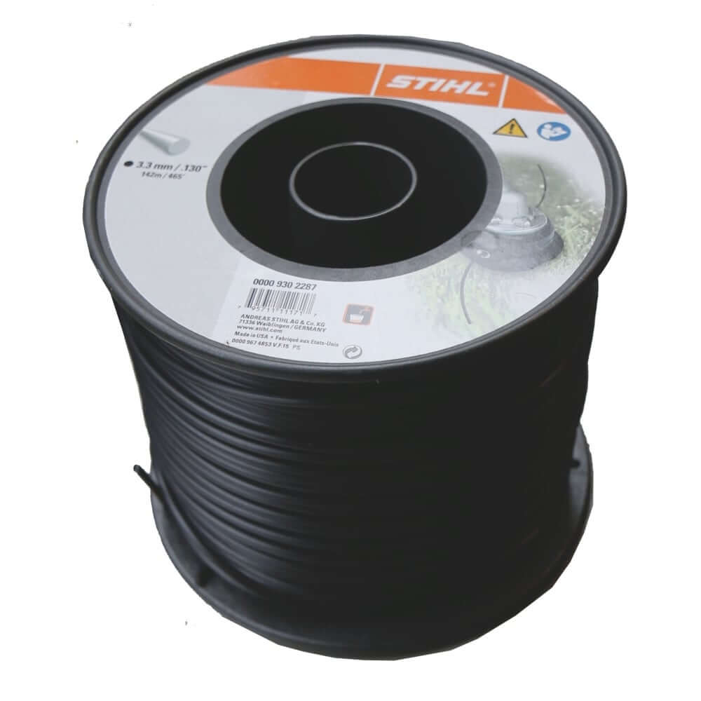 STIHL round strimmer line, 3.3mm diameter. Durable cutting line for grass trimmers. Provides clean and efficient cutting. Available in various lengths/packs