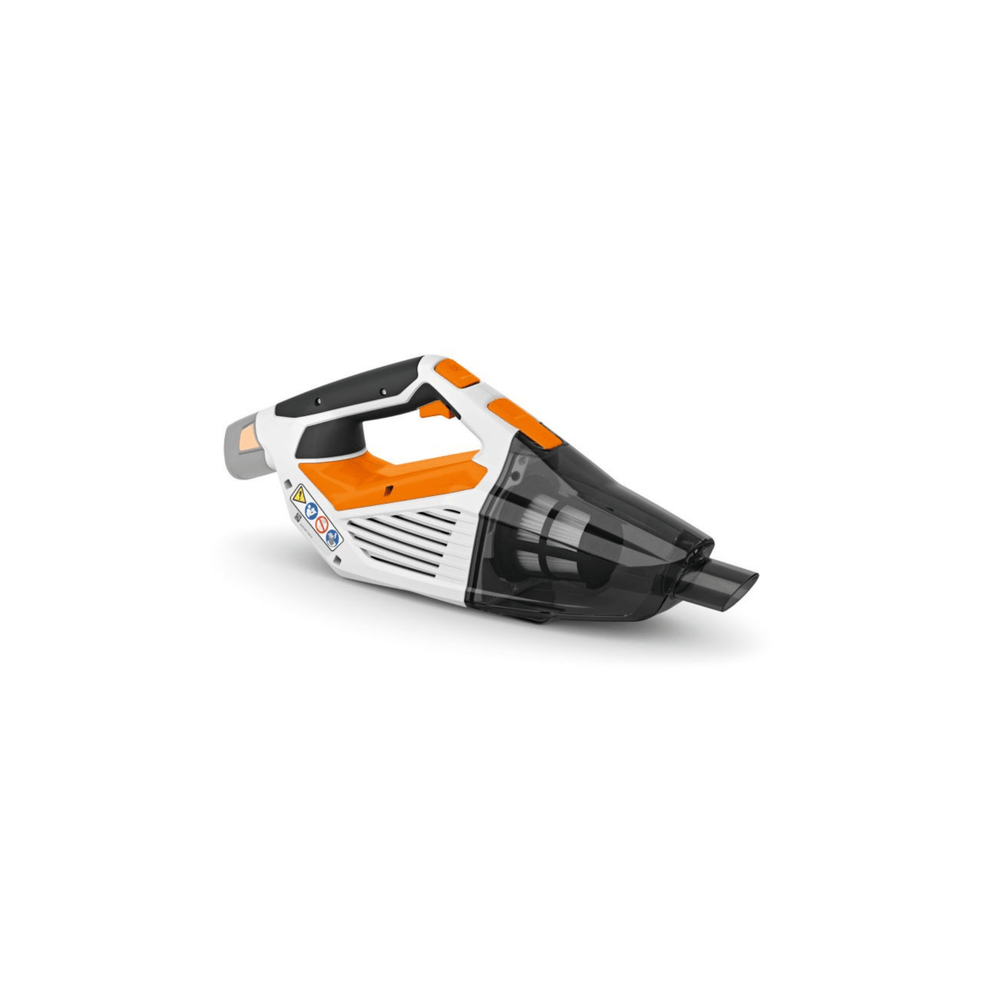 A STIHL SEA 20 Cordless Hand Vacuum Full Kit with various attachments and accessories, predominantly in black and orange colors.