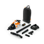 Stihl vacuum cleaner set with attachments on a white background
