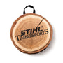 STIHL Timbersports seat cushion designed for tree surgeons, resembling a cross-section of a tree trunk for ultimate comfort.
