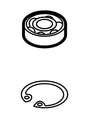 Illustration of ball bearing and retaining clip for STIHL tools, essential for optimal performance and maintenance.