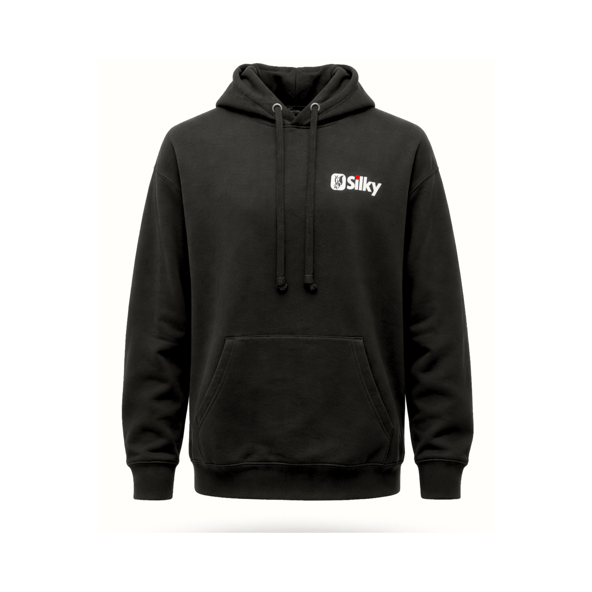 Black Logo Hoodie featuring the Silky Fox logo, ideal for tree surgeons and outdoor work.