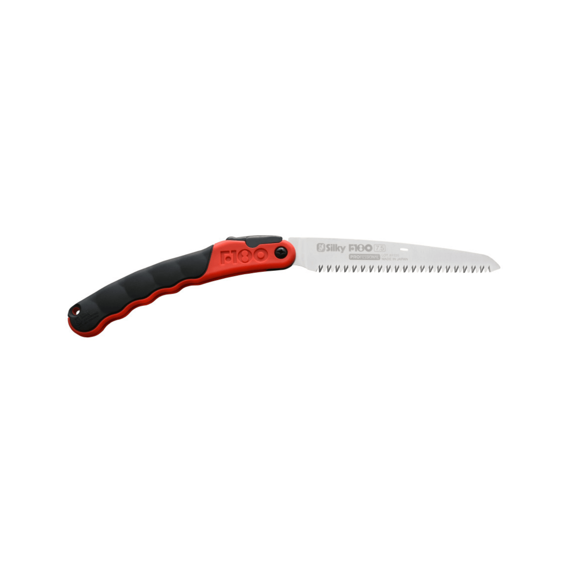 F180 Folding Handsaw with rubberized handle, designed for tree surgeon performance and effective cutting.