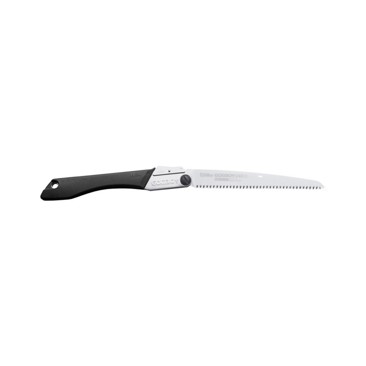 Gomboy 240mm Folding Saw for tree surgeons, featuring a 240 mm premium Japanese steel blade and a folding design.
