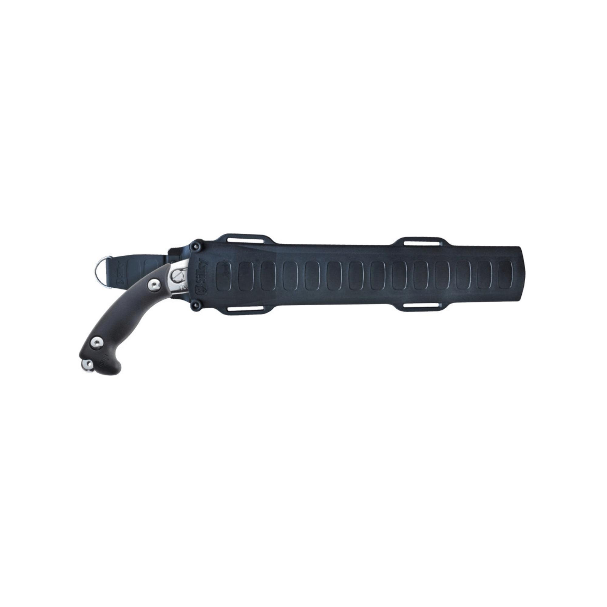 Ibuki Hand Saw 390mm with black handle and cover, ideal for tree surgeons and heavy-duty cutting tasks.