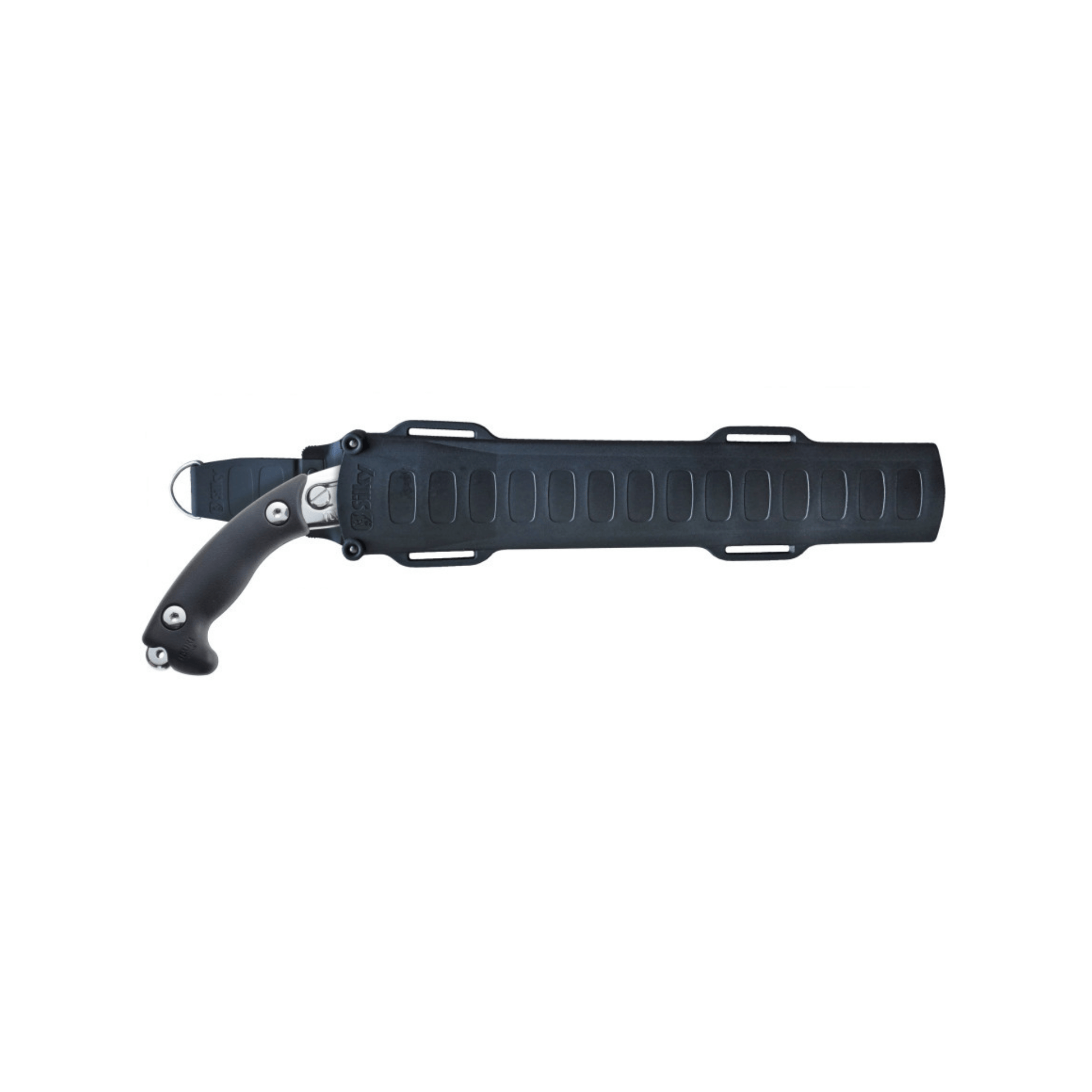 Ibuki Hand Saw 390mm with black handle and cover, ideal for tree surgeons and heavy-duty cutting tasks.