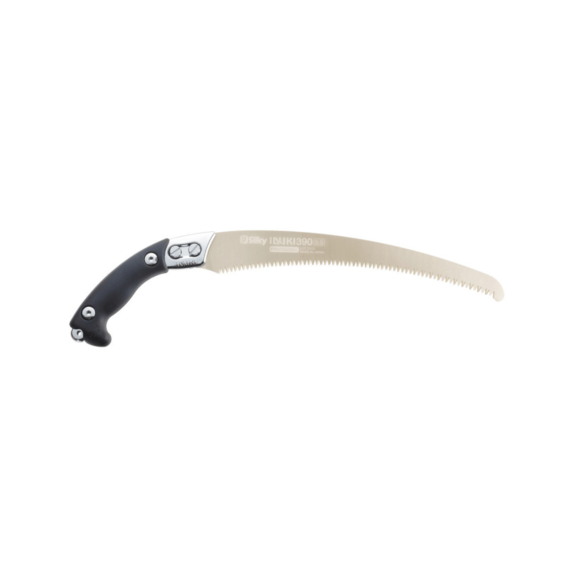 Ibuki Hand Saw 390mm with curved blade and ergonomic handle, ideal for tree surgeons and pruning large limbs.