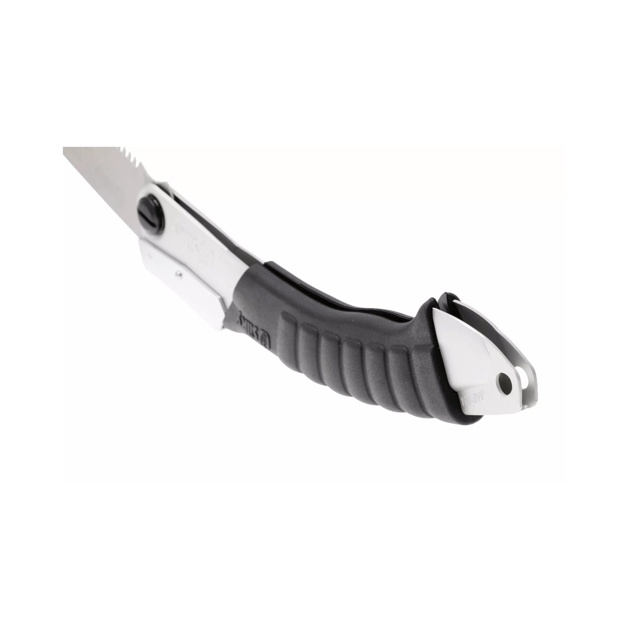 Super Accel Fine Teeth Folding Pruning Saw 210mm handle detail with ergonomic grip for tree surgeons.