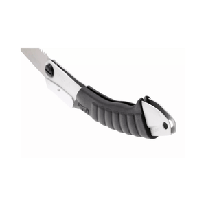 Super Accel Fine Teeth Folding Pruning Saw 210mm handle detail with ergonomic grip for tree surgeons.