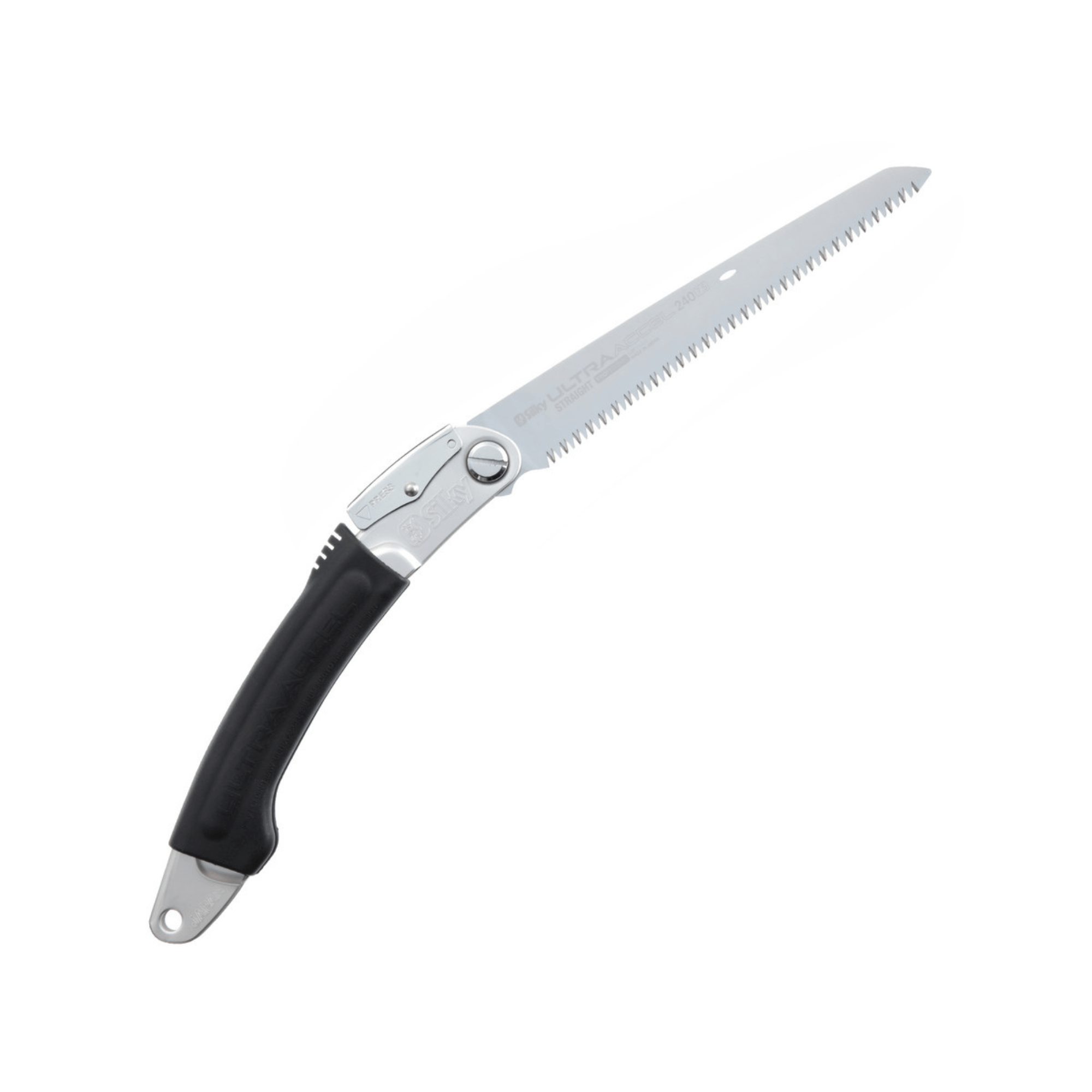 Ultra Accel Straight Hand Saw 240mm with rubber grip and stainless steel blade for optimal cutting efficiency.