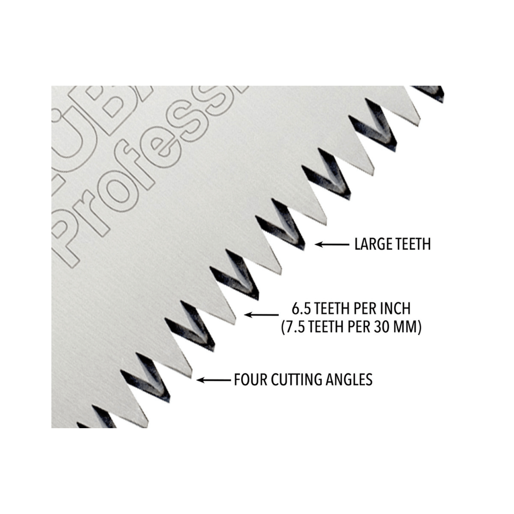 Zubat Replacement Saw Blades showing large teeth and cutting angles for optimal performance.