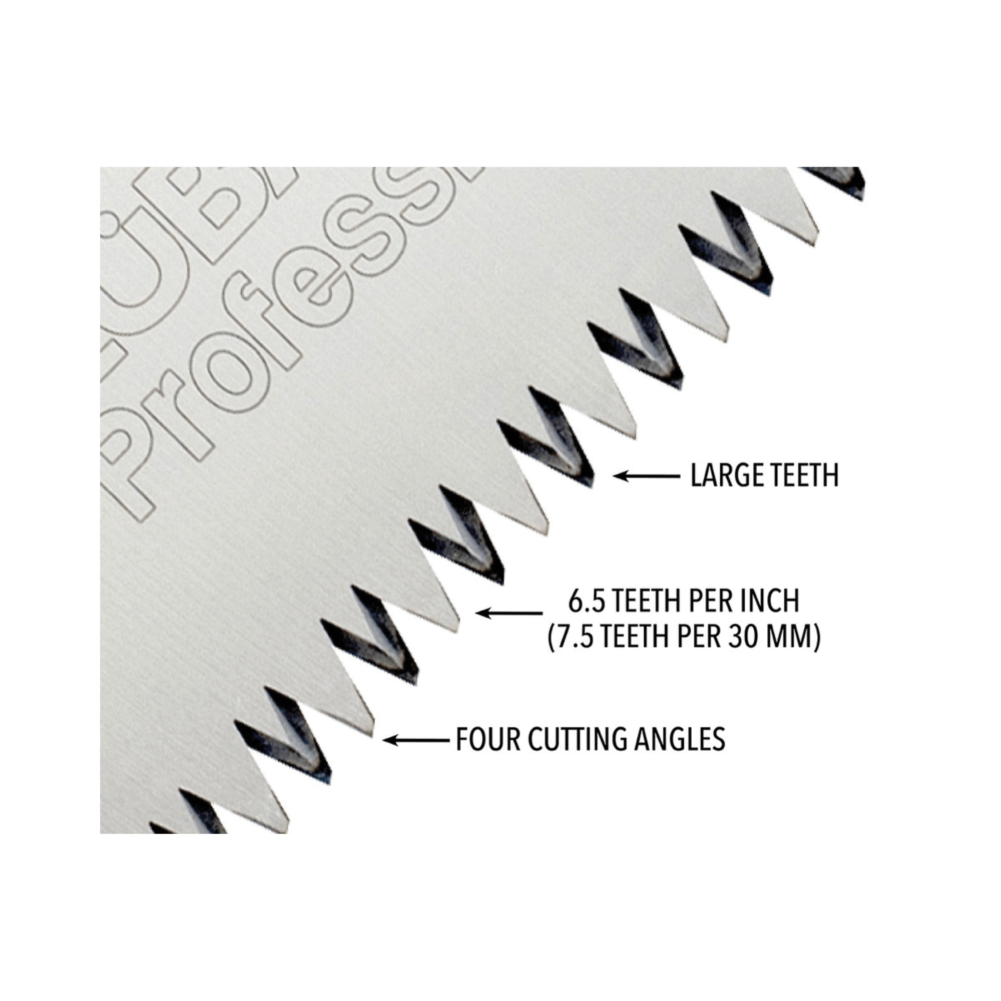 Zubat Replacement Saw Blades showing large teeth and cutting angles for optimal performance.
