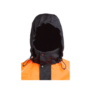 Keiu Rain Work Jacket hood detail showcasing waterproof design and adjustable features