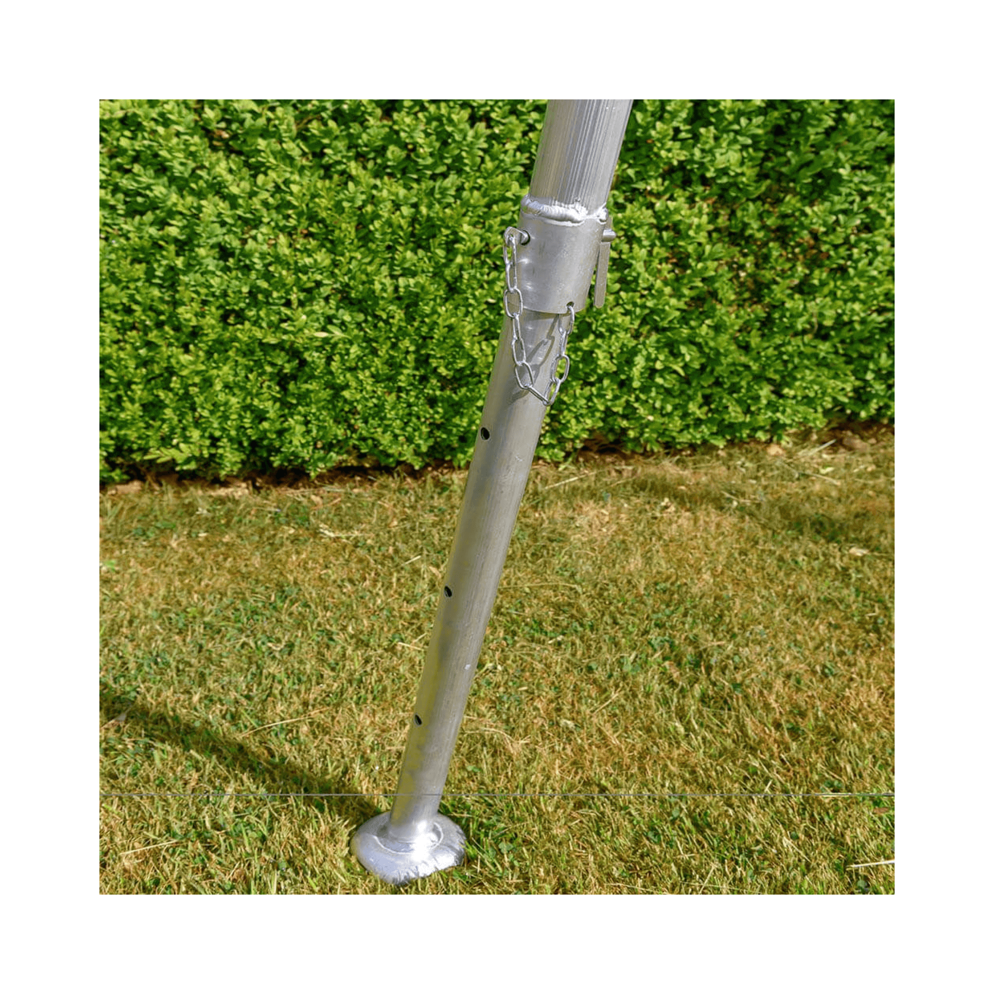 Spare Back Leg For Hendon Ladder GMF 240, 300, 360 featuring a sturdy aluminum leg secured to the ground.