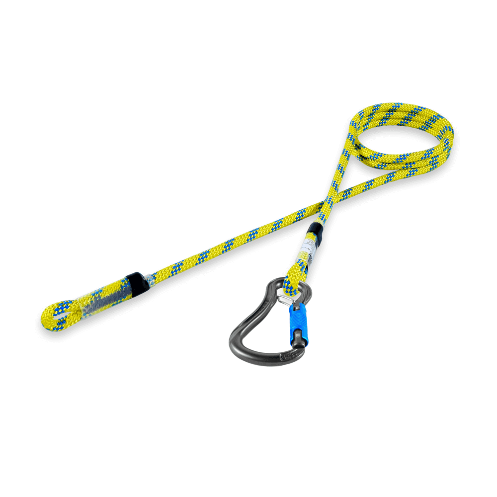 5.0m STEIN SCE Lanyard in Condor Yellow with OCUN Captive Karabiner for tree surgeons and arborists.