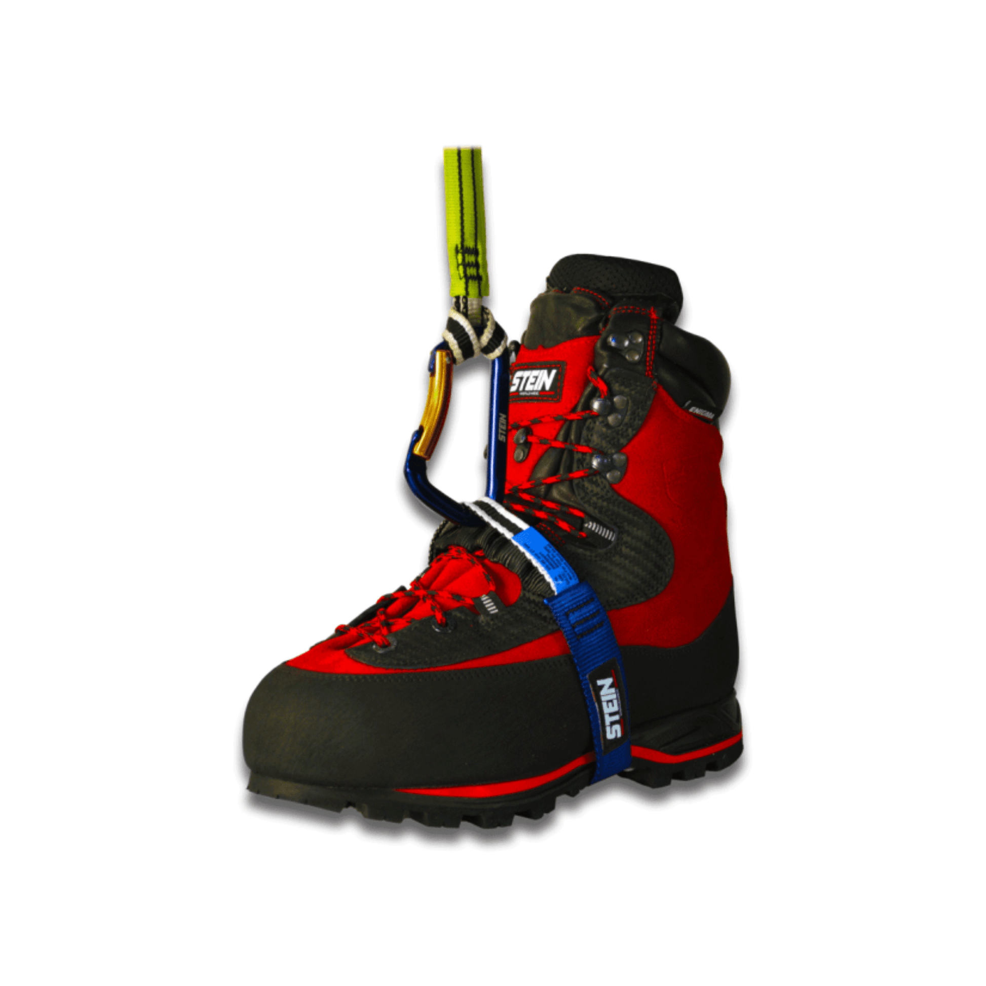 CAMBO SRT Climbing Foot Loop Ascender attached to a climbing boot, enhancing ascent efficiency for SRT tree climbing.