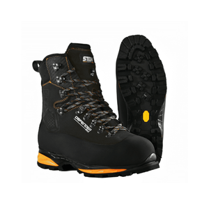 DEFENDER MAX V2 Black Chainsaw Boots Class 2 with rugged grip and ankle support, ideal for arborists and forestry work.