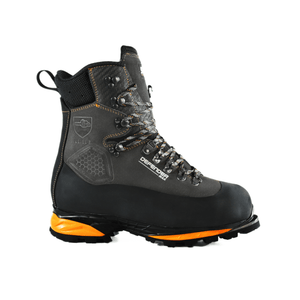 DEFENDER MAX V2 Grey Chainsaw Boots Class 2 side view showcasing durable construction and all-terrain sole.