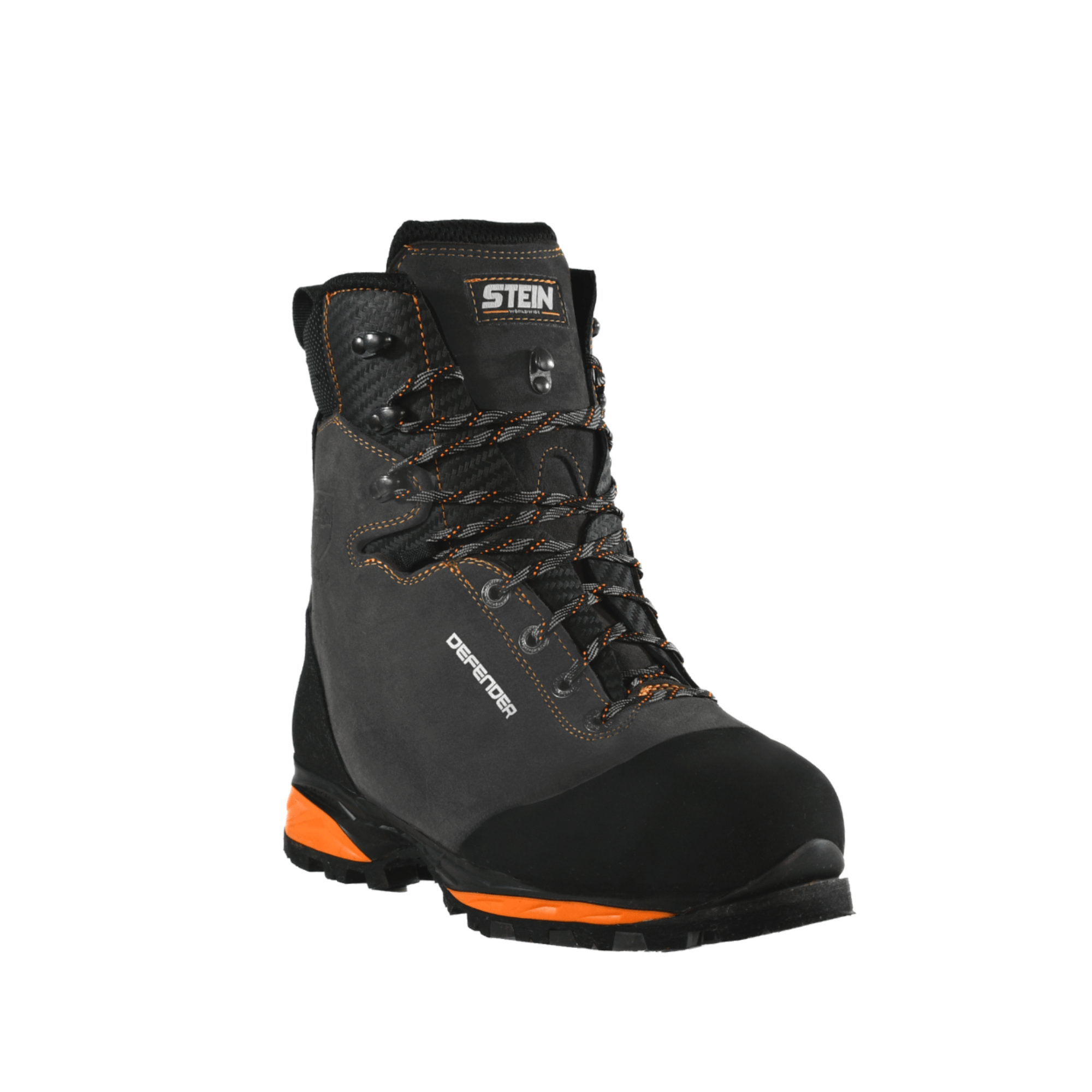 DEFENDER V2 Grey Chainsaw Boots Class 2, cut-resistant footwear for forestry professionals.