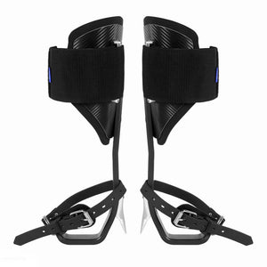 ELEVATE Tree Climbing Spikes Black designed for tree surgeons, featuring durable aluminum shank and adjustable straps.