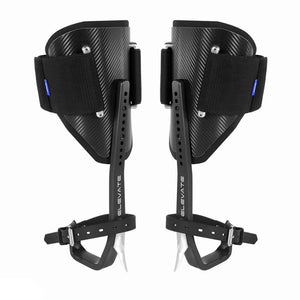 ELEVATE black climbing spikes for tree surgeons, featuring durable aluminium shank and ergonomic design.