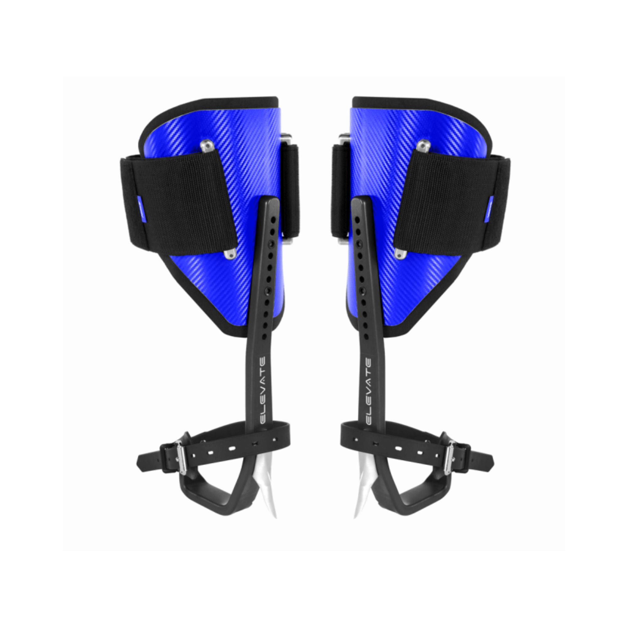 ELEVATE Tree Climbing Spikes Blue with adjustable straps and ergonomic design for tree surgeons.