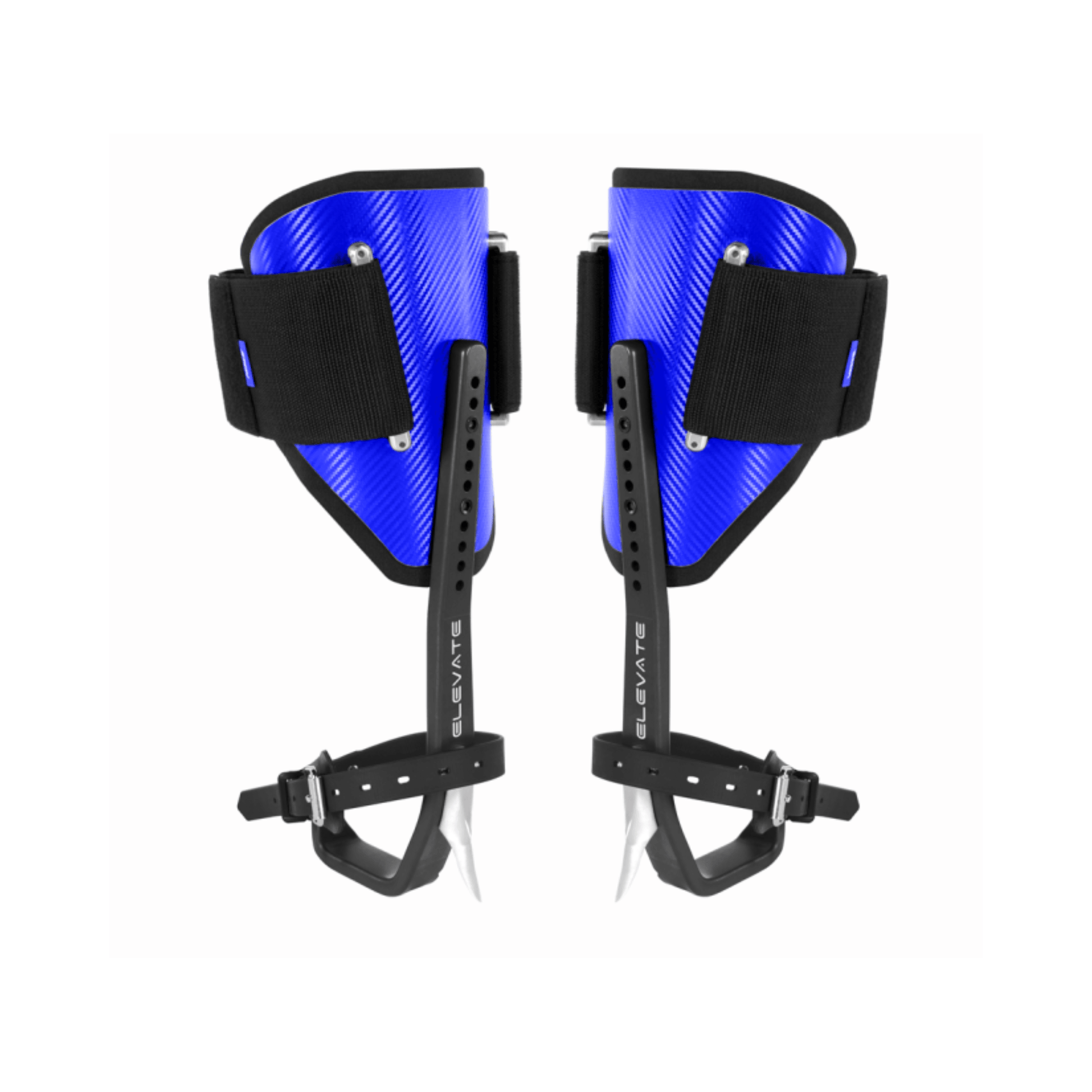 ELEVATE Tree Climbing Spikes Blue with adjustable straps and ergonomic design for tree surgeons.