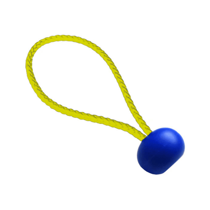 Friction Saver Retrieval Ball with yellow rope for tree surgeons, ideal for retrieving tools and ropes in tree climbing.