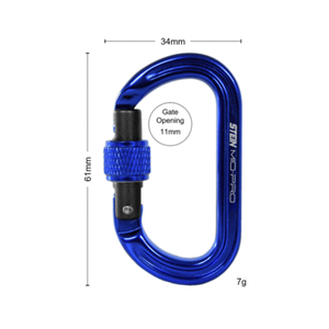 MIO-Pro Mini-O S-Lock 3 Pack - lightweight oval screwgate connectors for tree surgeons, gear organization and tool management.