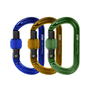 MIO-Pro Mini-O S-Lock 3 Pack featuring blue, orange, and green screwgate connectors for tree surgeons.