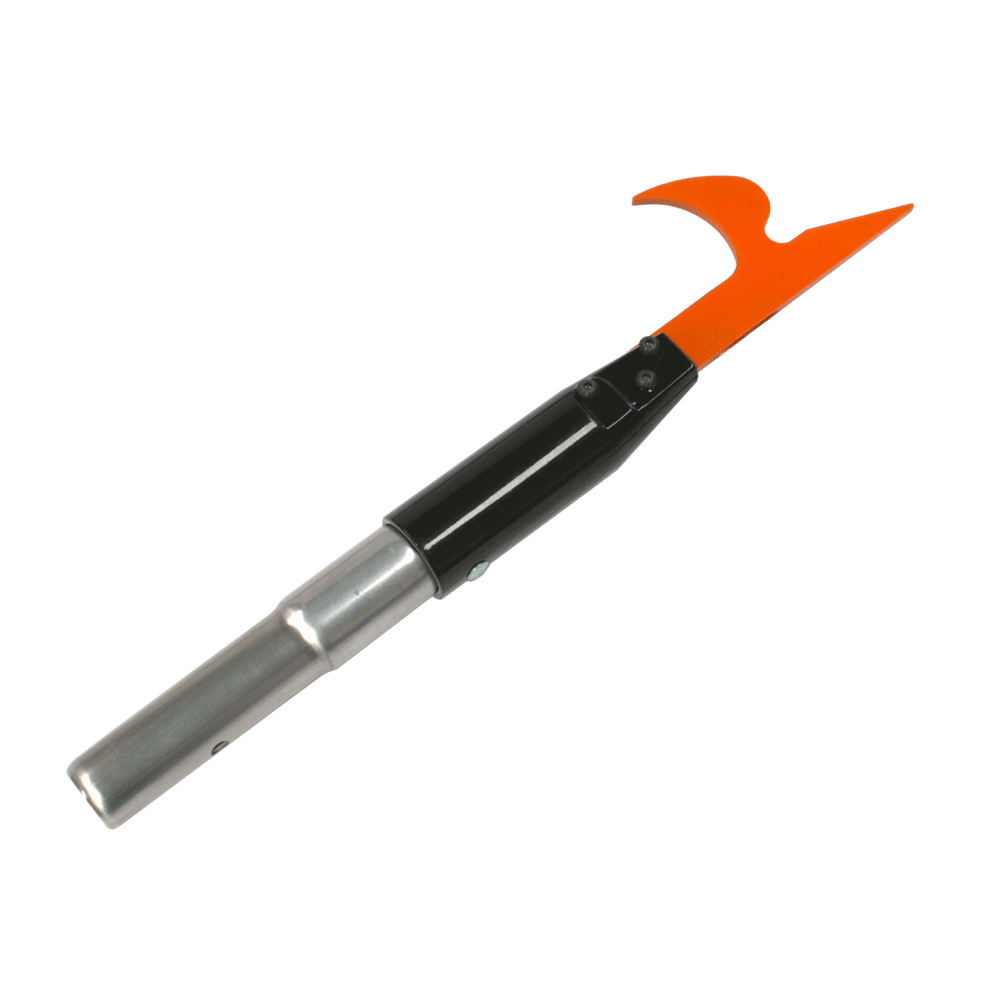 A Stein Pole Branch Pick Adapter with a fibreglass pole and a sharp metal pick, primarily black and orange in color.